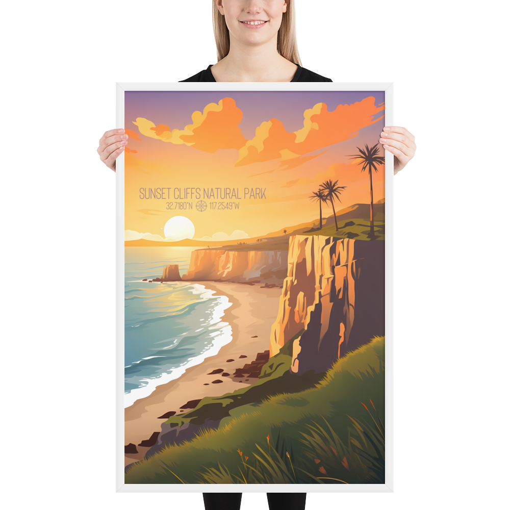 California - Sunset Cliffs Natural Park (Framed poster)