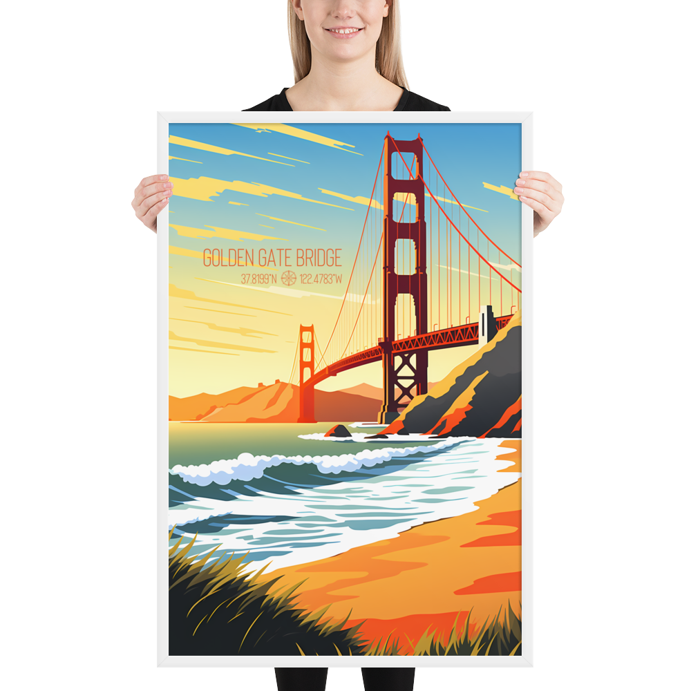 California - Golden Gate Bridge (Framed poster)