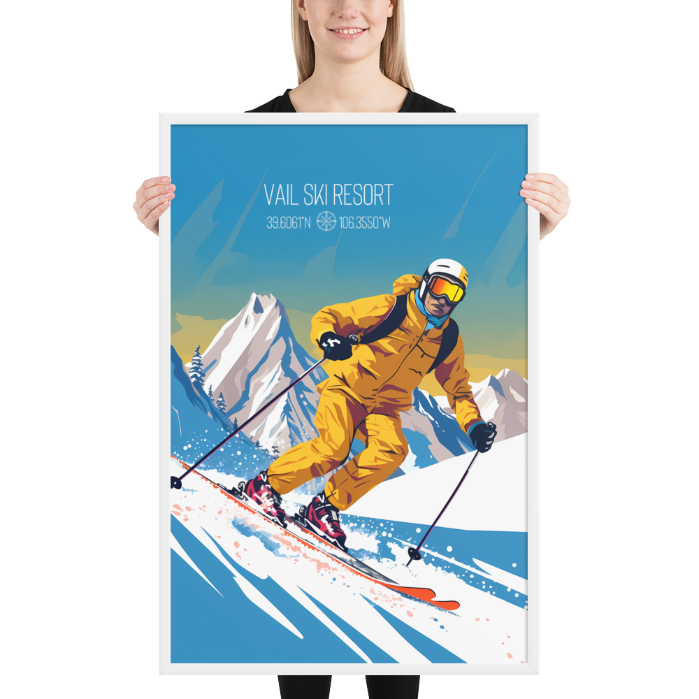 Colorado - Vail Ski Resort - Man Ski (Framed poster)