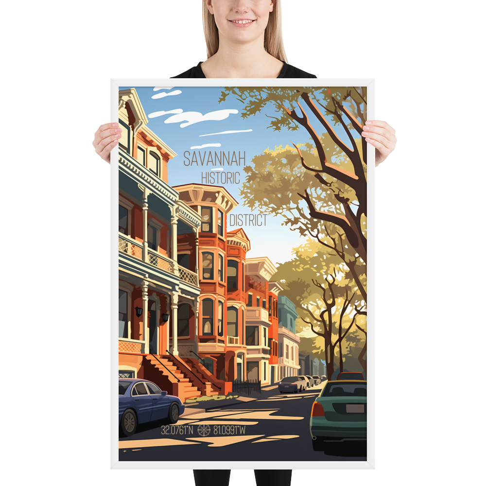 Georgia - Savannah Historic District (Framed poster)