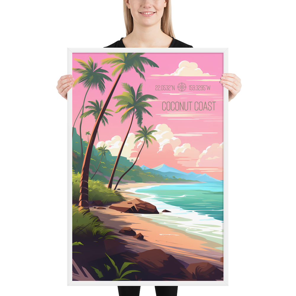 Hawaii - Coconut Coast (Framed poster)