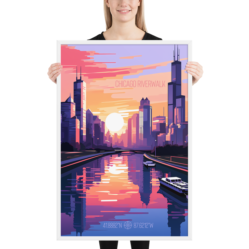 Illinois - Chicago Riverwalk (Framed poster)