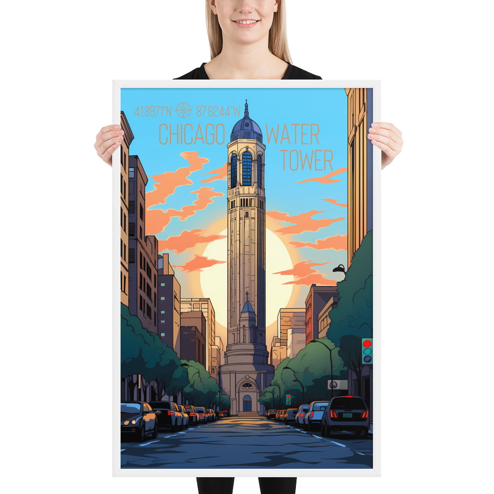 Illinois - Chicago Water Tower (Framed poster)