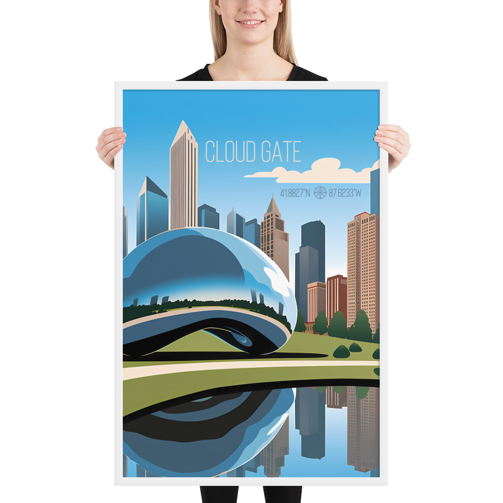 Illinois - Cloud Gate or "The Bean" (Framed poster)