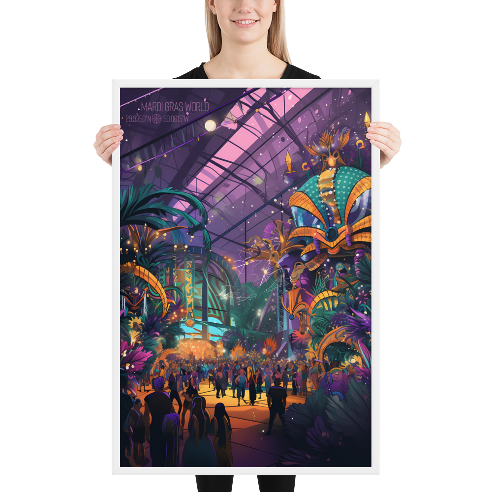 Louisiana - Mardi Gras World (Framed poster)