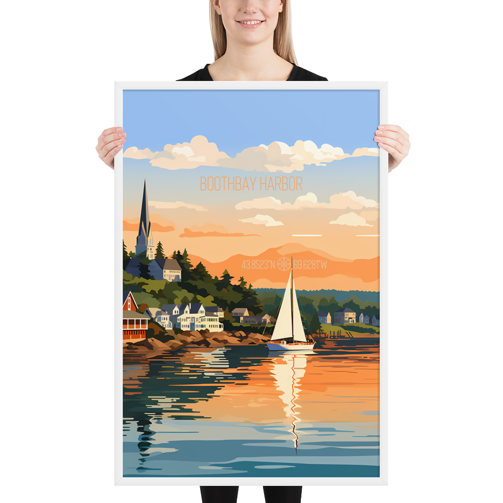 Maine - Boothbay Harbor (Framed poster)