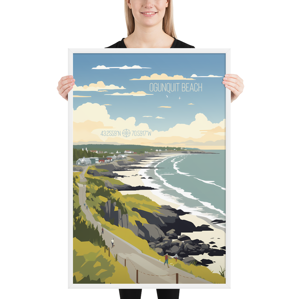 Maine - Ogunquit Beach (Framed poster)