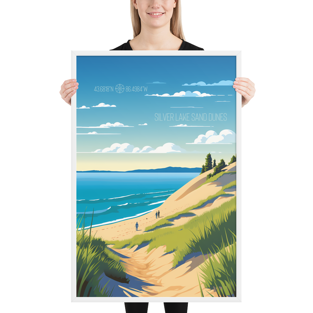 Michigan - Silver Lake Sand Dunes (Framed poster)