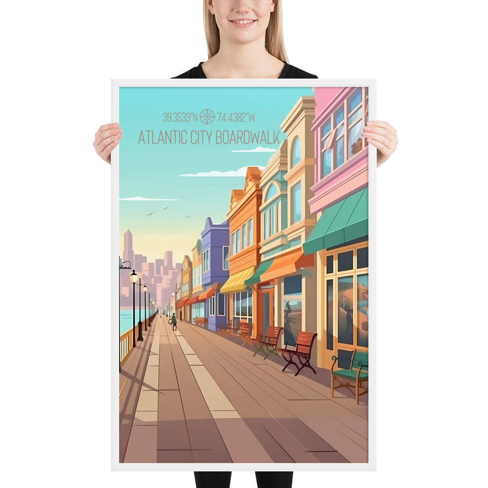 New Jersey - Atlantic City Boardwalk (Framed poster)