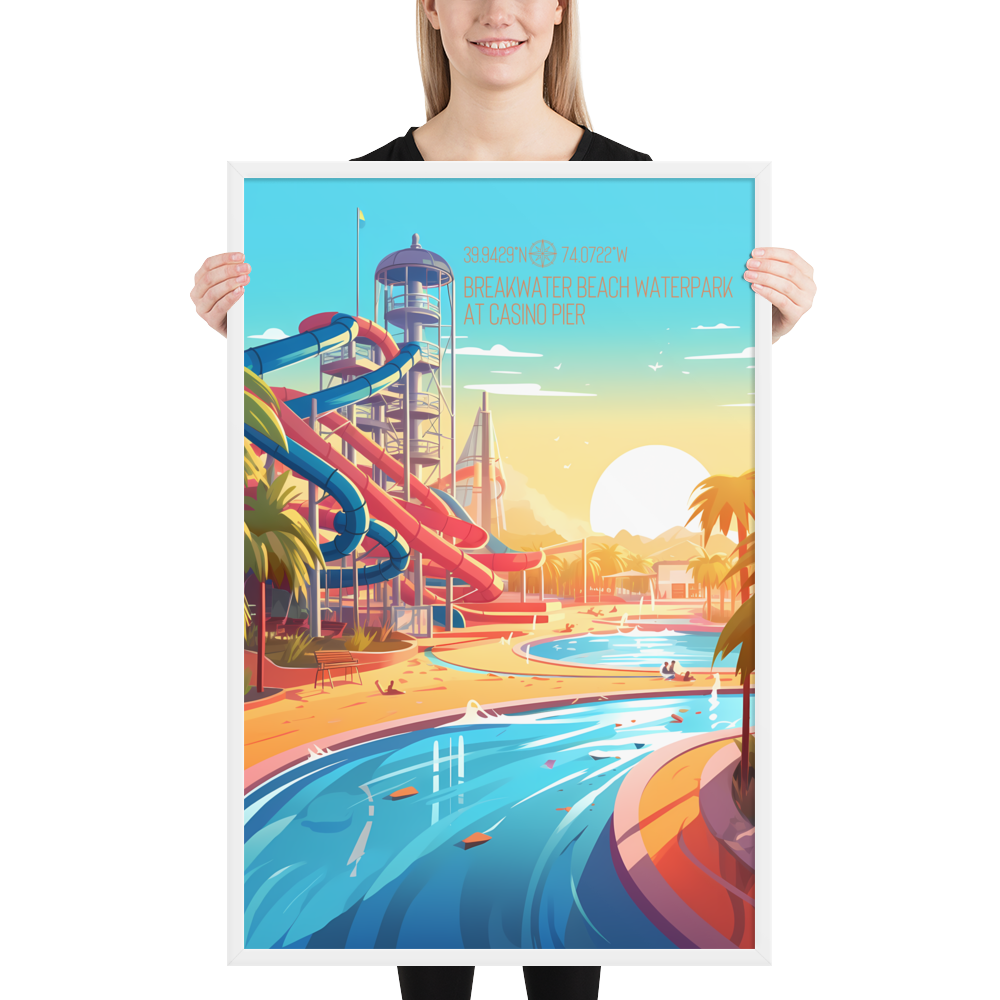 New Jersey - Breakwater Beach Water Park (Framed poster)