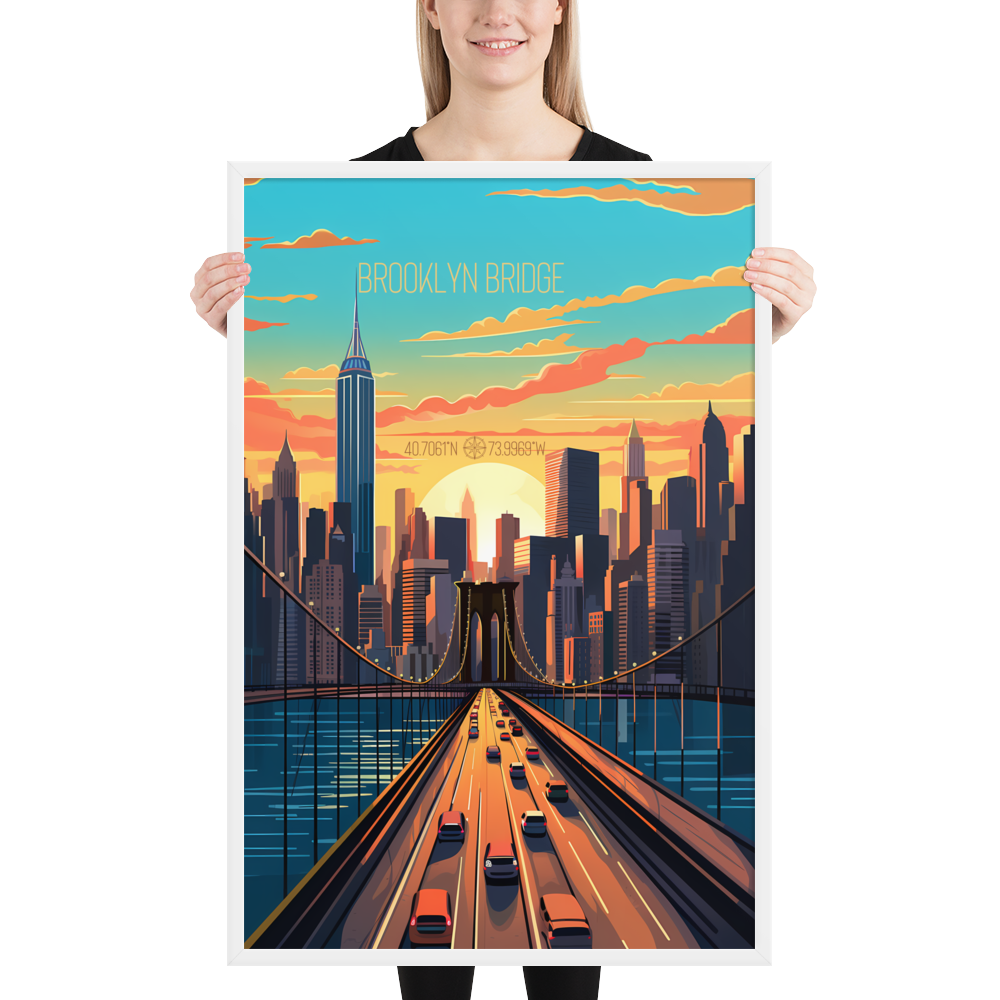 New York - Brooklyn Bridge (Framed poster)