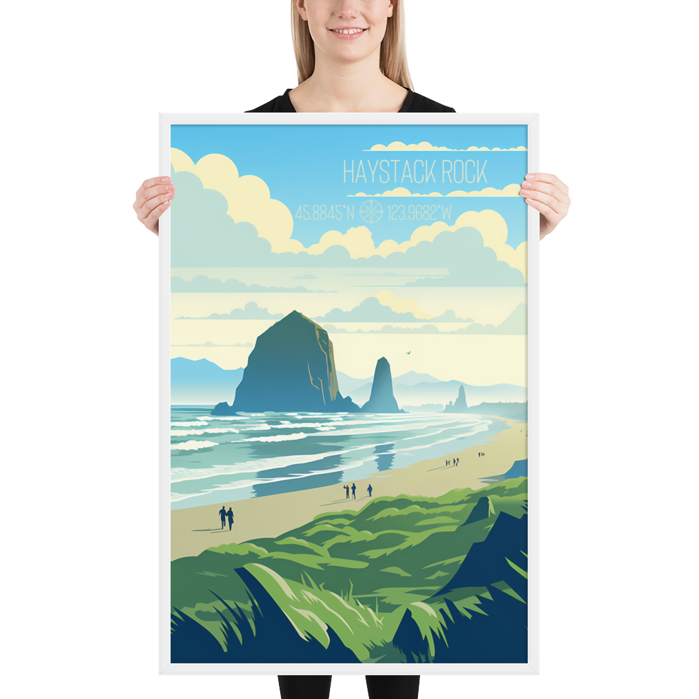 Oregon - Haystack Rock (Framed poster)