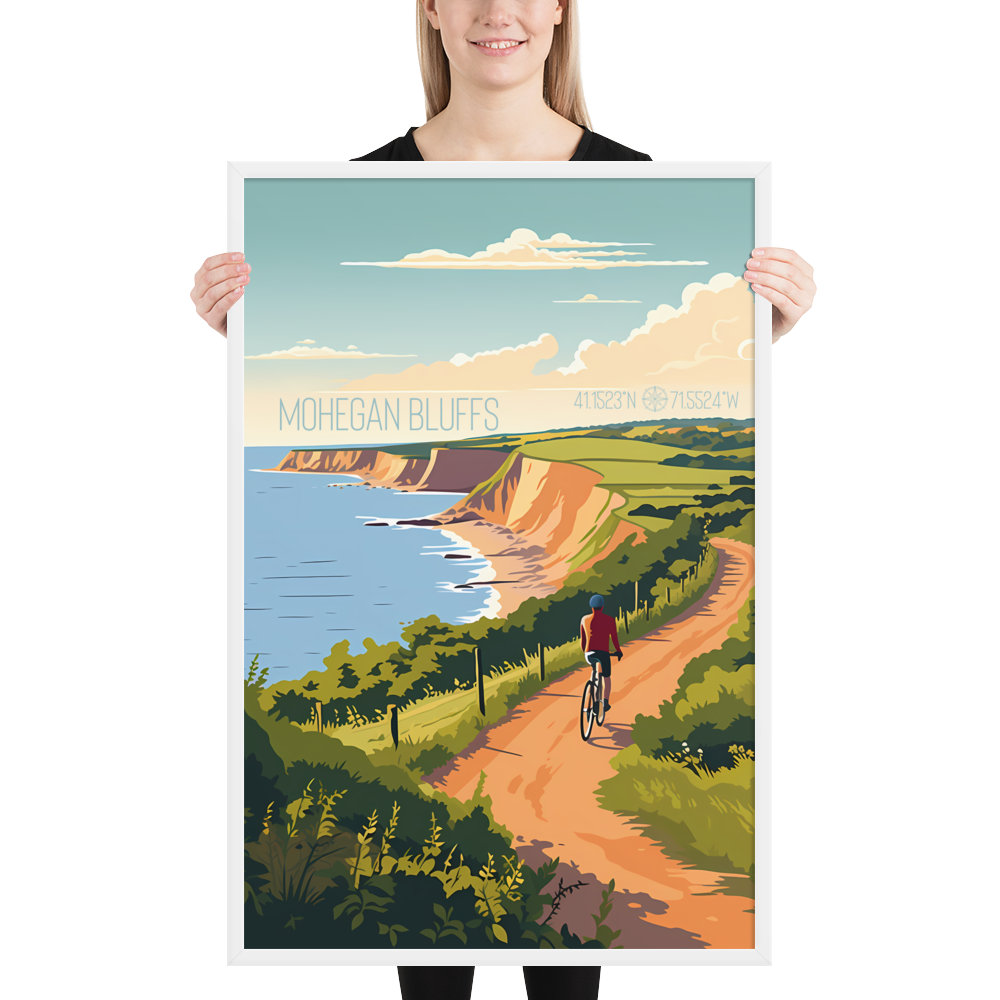 Rhode Island - Mohegan Bluffs (Framed poster)