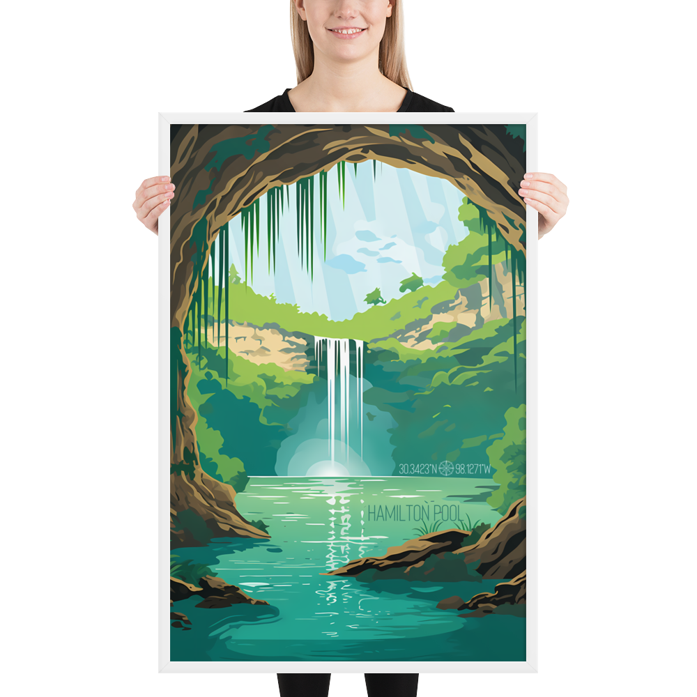 Texas - Hamilton Pool (Framed poster)