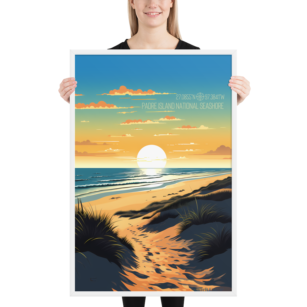 Texas - Padre Island National Seashore (Framed poster)