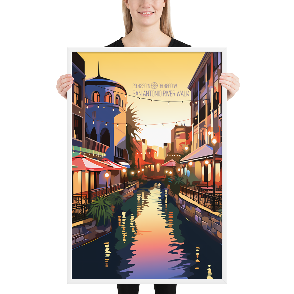 Texas -  San Antonio River Walk (Framed poster)