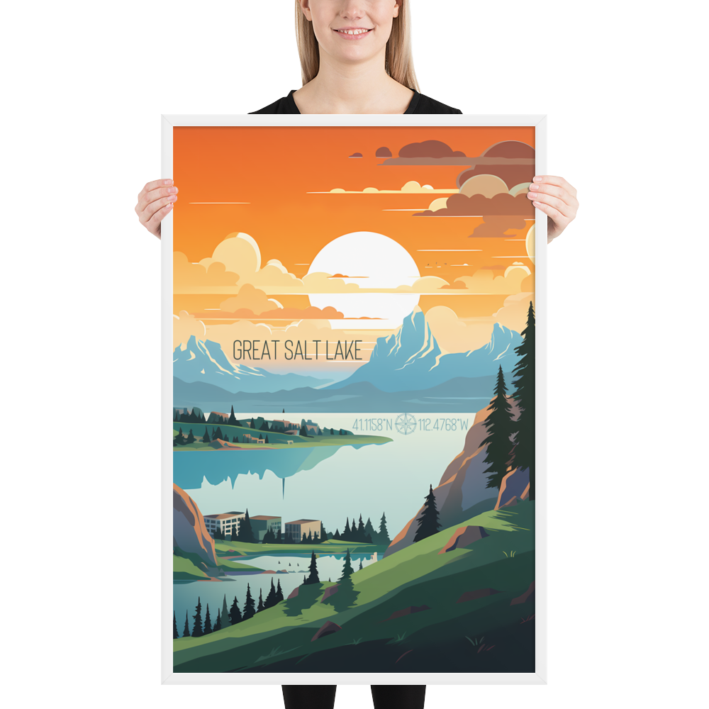 Utah - Great Salt Lake (Framed poster)