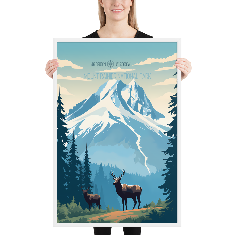 Washington - Mount Rainier National Park (Framed poster)