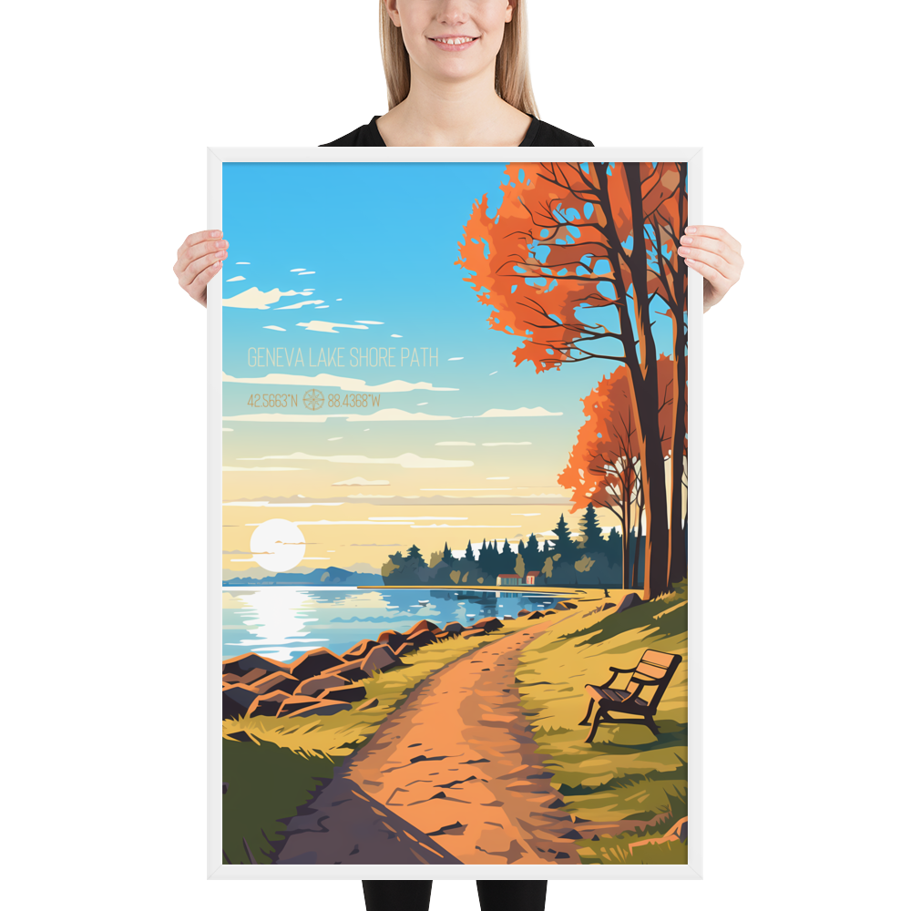 Wisconsin - Geneva Lake Shore Path (Framed poster)