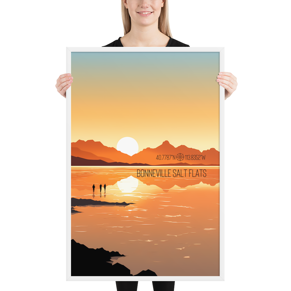 Utah - Bonneville Salt Flats (Framed poster)