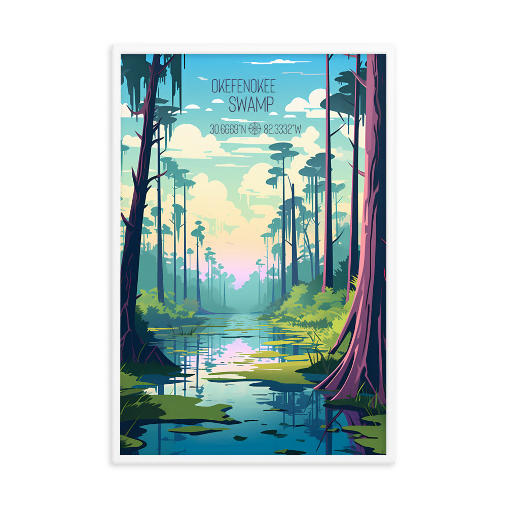 Georgia - Okefenokee Swamp (Framed poster)