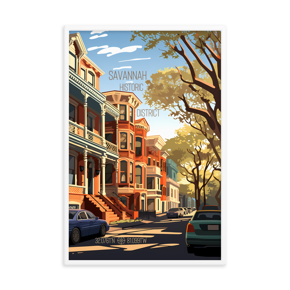 Georgia - Savannah Historic District (Framed poster)