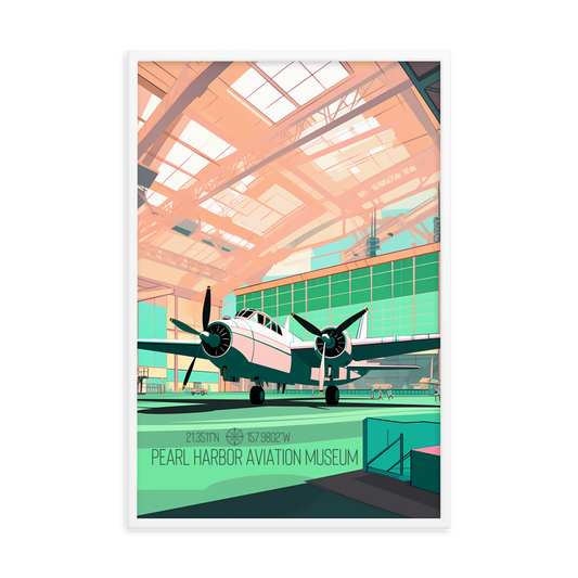 Hawaii - Pearl Harbor Aviation Museum (Framed poster)