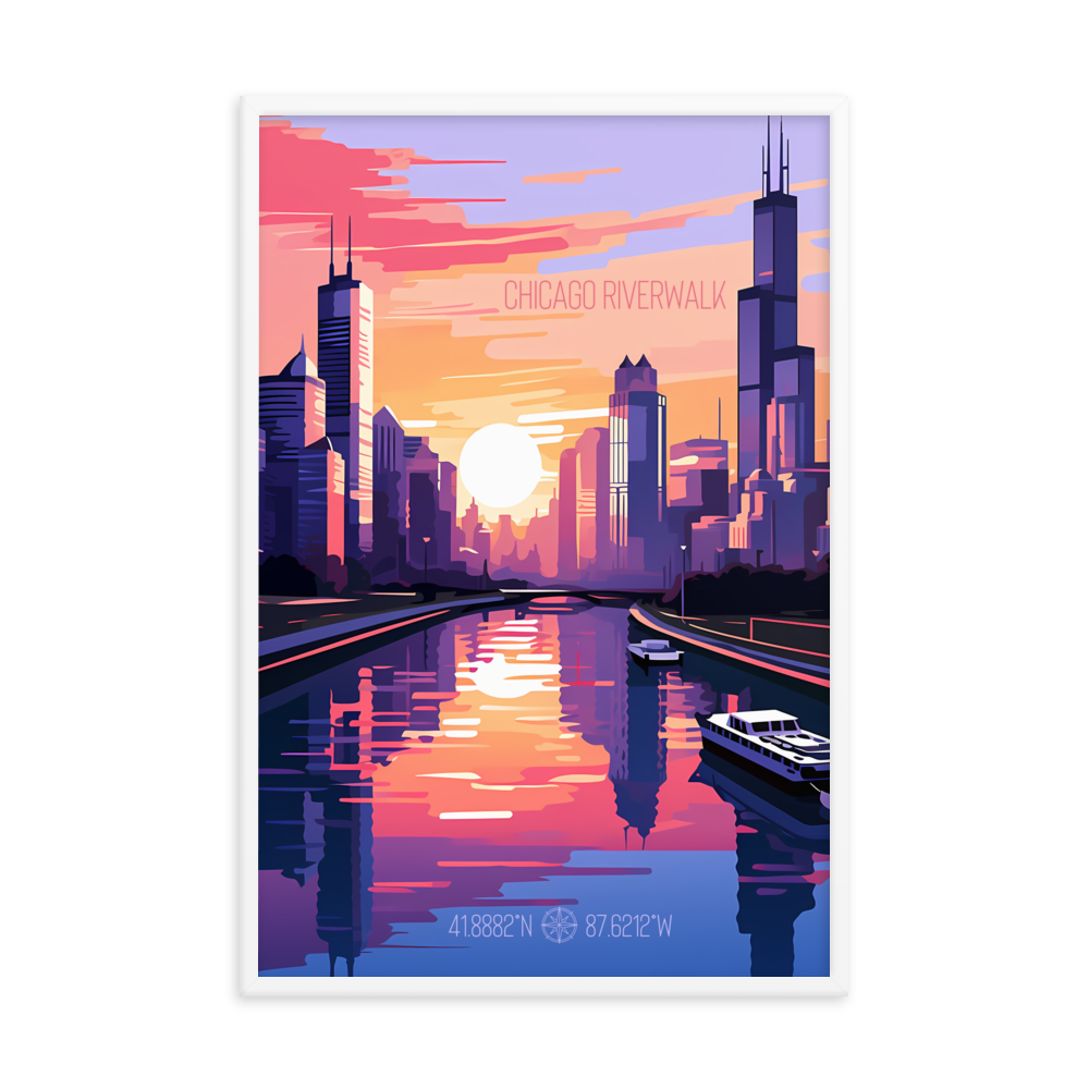 Illinois - Chicago Riverwalk (Framed poster)