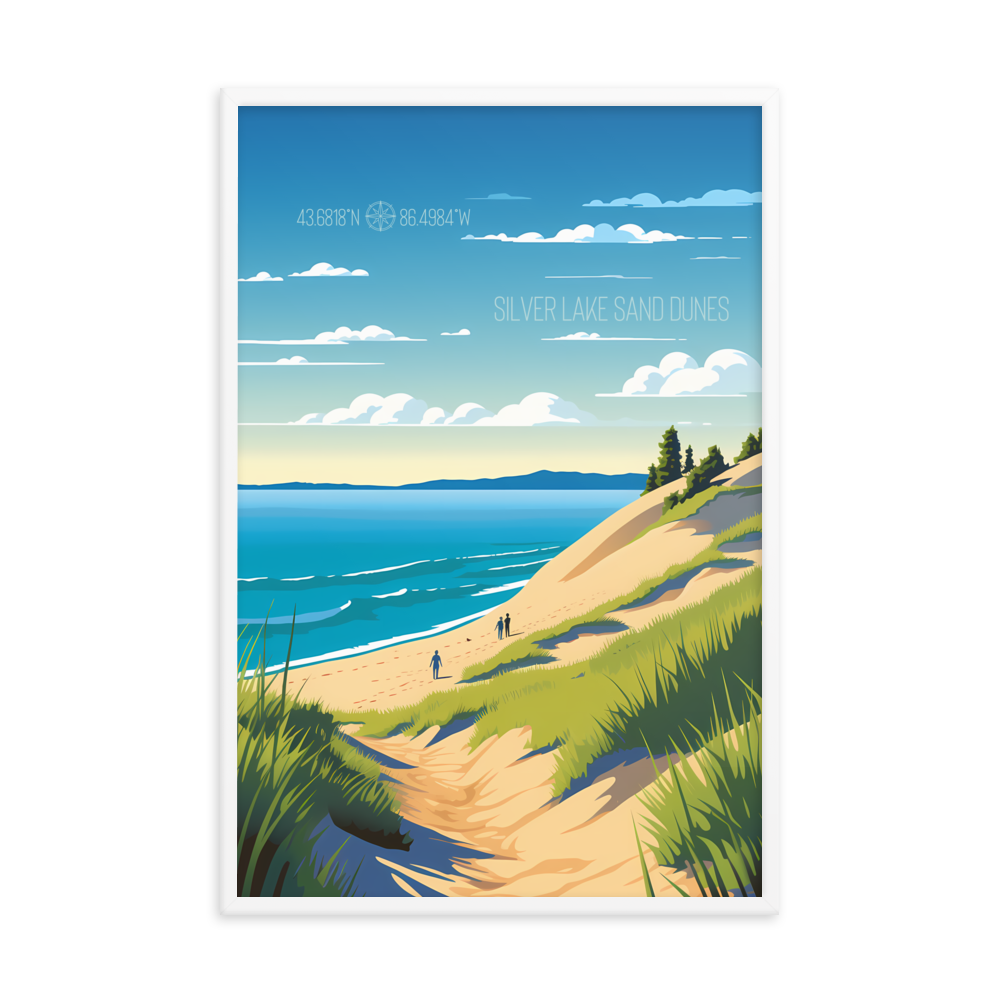 Michigan - Silver Lake Sand Dunes (Framed poster)