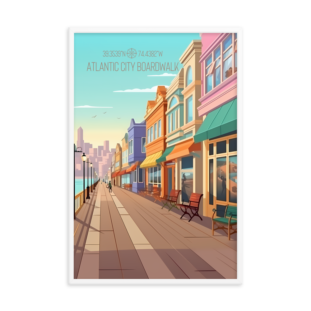 New Jersey - Atlantic City Boardwalk (Framed poster)