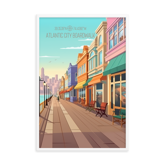 New Jersey - Atlantic City Boardwalk (Framed poster)