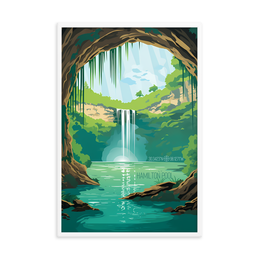 Texas - Hamilton Pool (Framed poster)