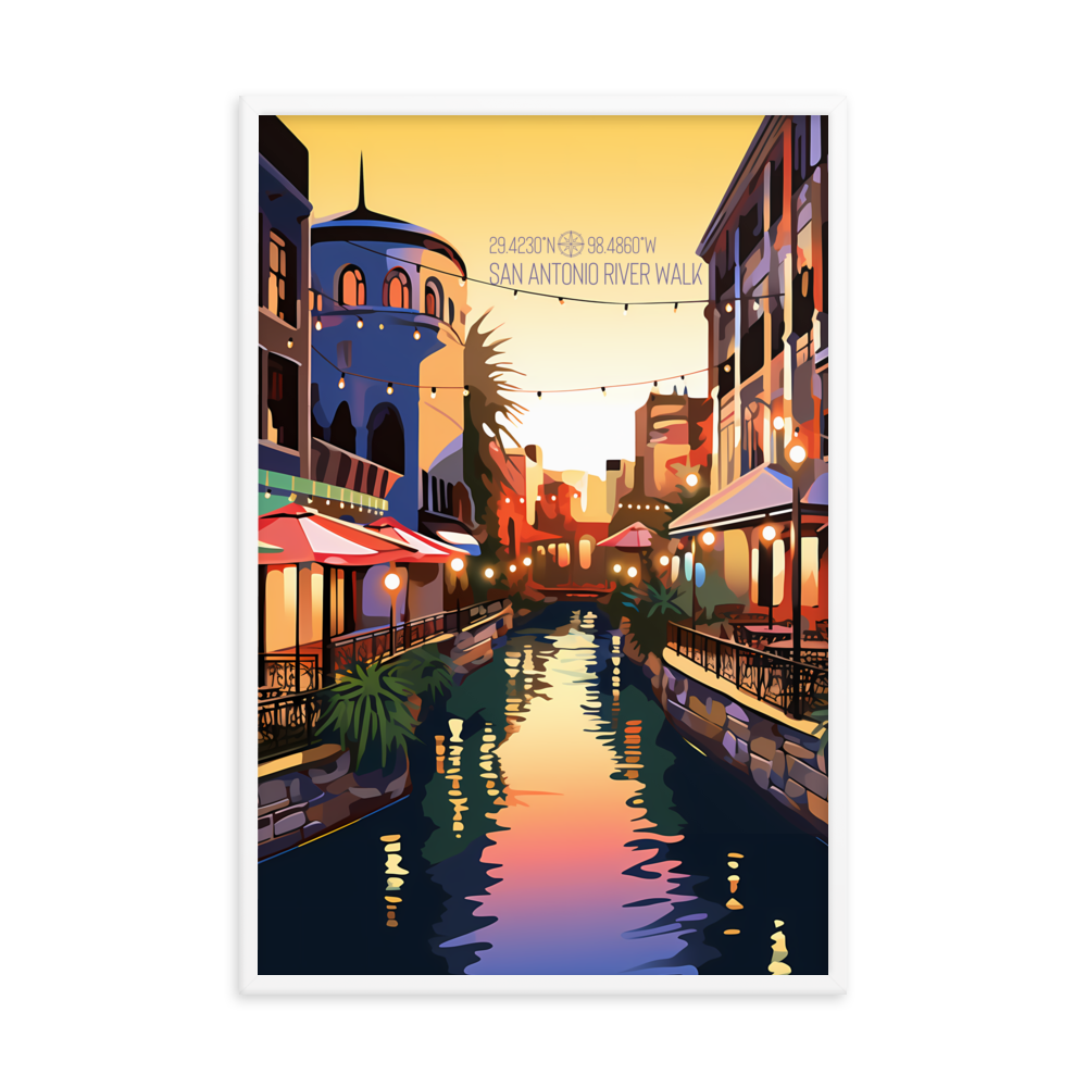 Texas -  San Antonio River Walk (Framed poster)