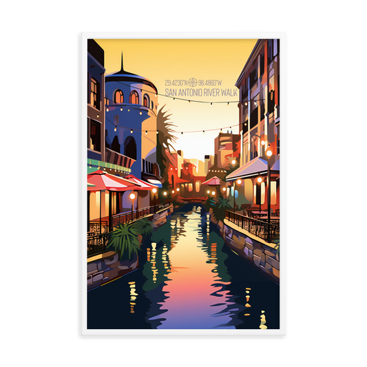 Texas -  San Antonio River Walk (Framed poster)