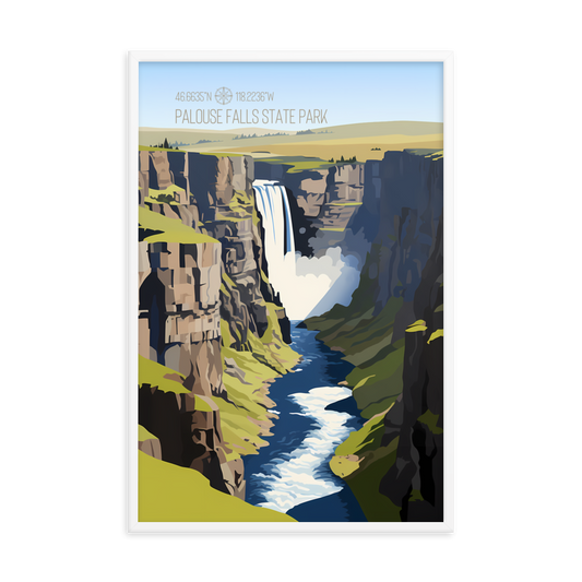 Washington - Palouse Falls State Park (Framed poster)